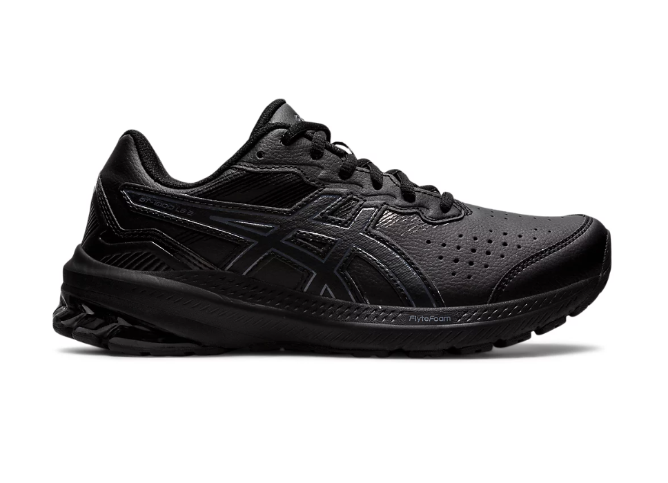 ASICS WOMENS GT-1000 LEATHER 2 (D WIDE) BLACK / BLACK [SZ:6]