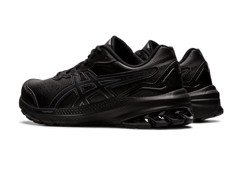 ASICS WOMENS GT-1000 LEATHER 2 (D WIDE) BLACK / BLACK [SZ:6]