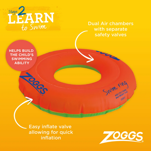 ZOGGS SWIM RING 2-3YRS 15KG MAX