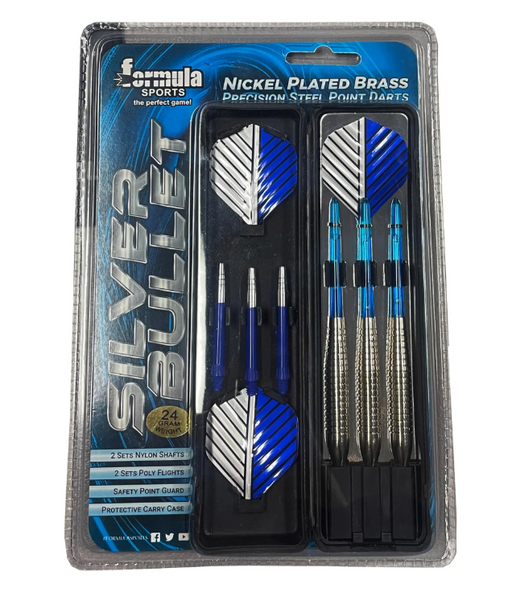 SILVER BULLET NICKEL PLATED BRASS DART GIFT PACK